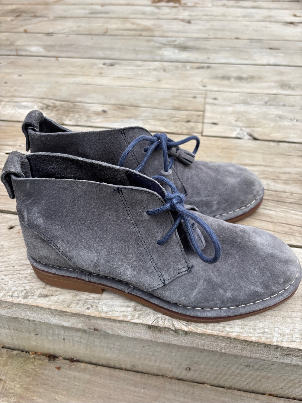 Hush Puppies Cyra Catelyn Smoke Gray Suede Lace Up Ankle Boots 6.5 - Picture 5 of 11